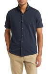 Stone Rose Dry Touch® Performance Piqué Knit Button-up Shirt In Navy