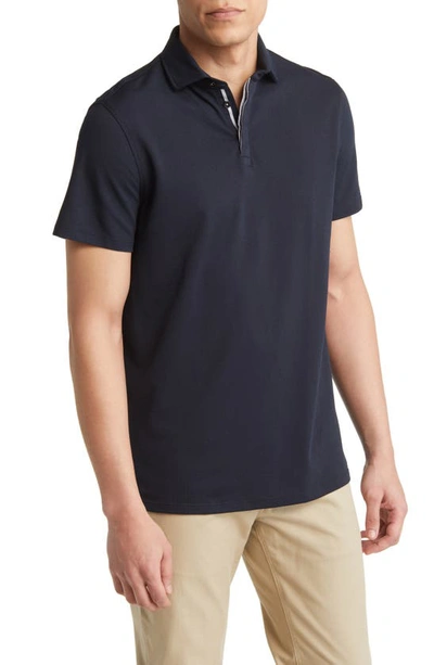 Stone Rose Solid Short Sleeve Polo In Navy In Blue