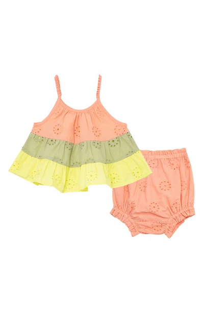 Peek Essentials Babies' Eyelet Embroidered Top & Shorts In Multi