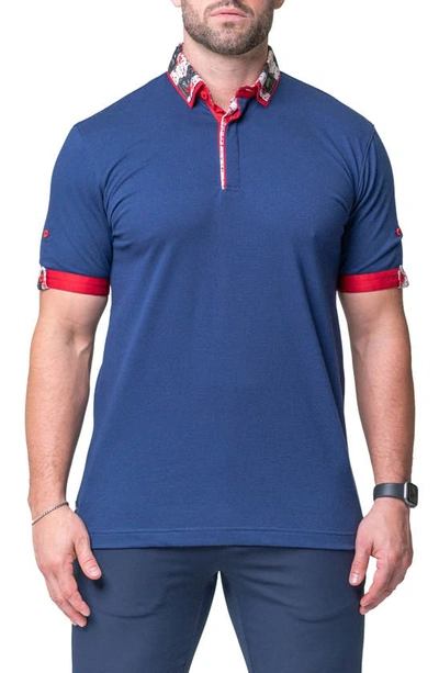 Maceoo Mozartsolidguilty Blue Piqué Button-down Polo