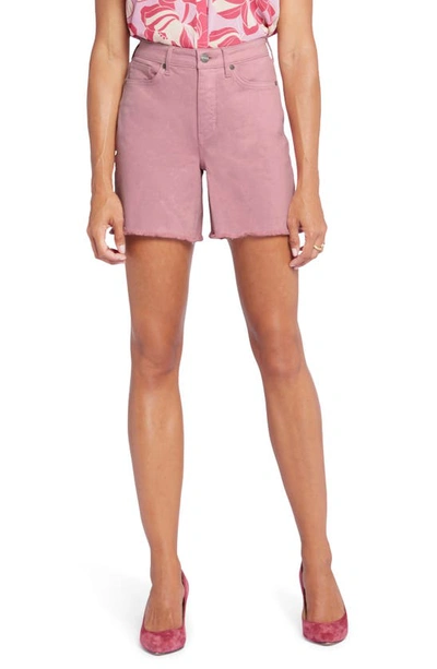 Nydj Frayed High Waist A-line Shorts In Vintage Pink