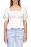 Sanctuary Lace-up Back Peplum Top In White