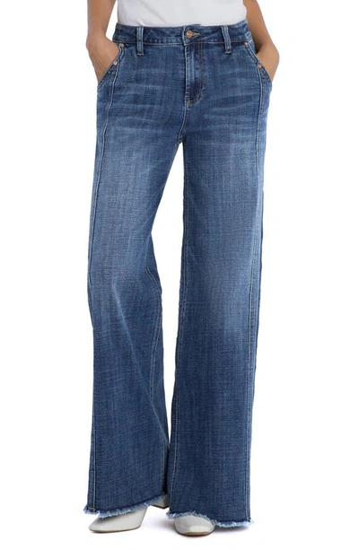 Hint Of Blu Mighty High Waist Wide Leg Jeans In Light Retro