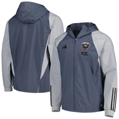 Adidas Originals Adidas Charcoal D.c. United All-weather Raglan Hoodie Full-zip Jacket