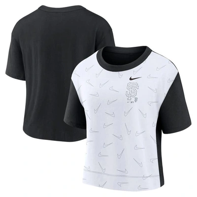 Nike Women's  Black, White San Francisco Giants Line Up High Hip Fashion T-shirt In Black,white