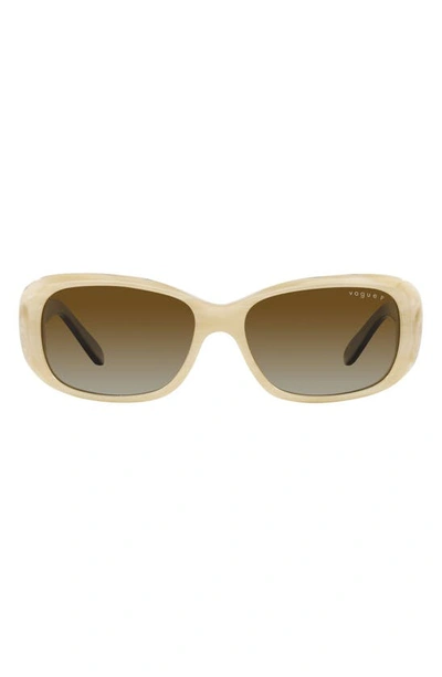 Vogue 55mm Gradient Polarized Rectangular Sunglasses In Beige Horn