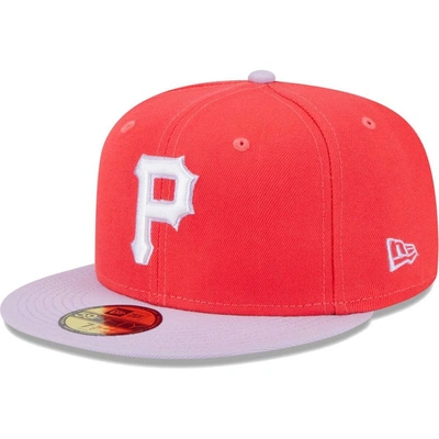 New Era Red/lavender Pittsburgh Pirates Spring Color Two-tone 59fifty Fitted Hat