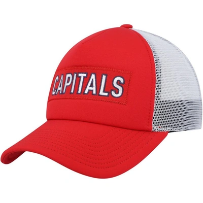 Adidas Originals Men's Adidas Red, White Washington Capitals Team Plate Trucker Snapback Hat In Red,white