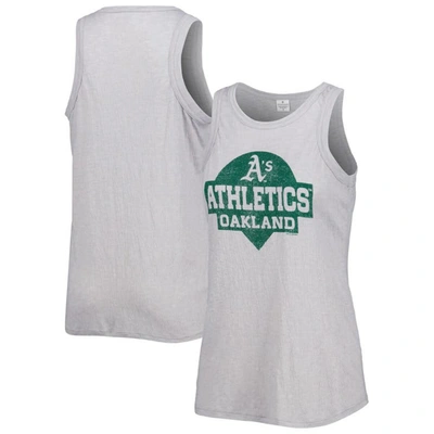 Soft As A Grape Gray Oakland Athletics Tri-blend Tank Top