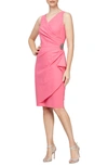 Alex Evenings Side Ruched Cocktail Dress In Hot Pink