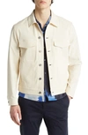 Theory Cotton Blend Twill Trucker Jacket In Warm Ivory