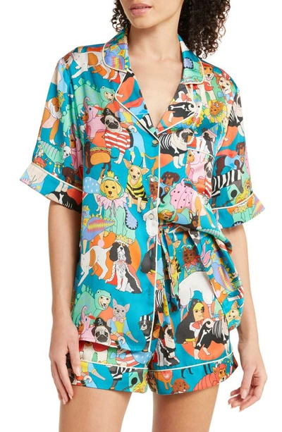 Karen Mabon Fancy Dogs Short Pajamas In Blue