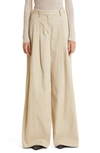 Nili Lotan Dillon Wide Leg Cotton Pants In Sandstone