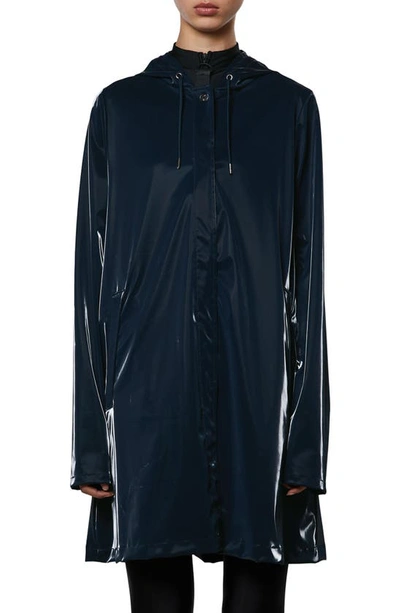 Rains Trapeze Waterproof Hooded Rain Jacket In Ink