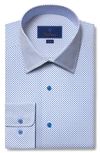 David Donahue Trim Fit Barrel Cuff Dress Shirt In White/ Blue