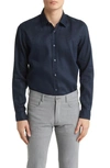 Hugo Boss Roger Slim Fit Stretch Linen Blend Button-up Shirt In Blue