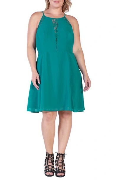 Standards & Practices Lace Trim Sleeveless Midi Dress In Hunter Green