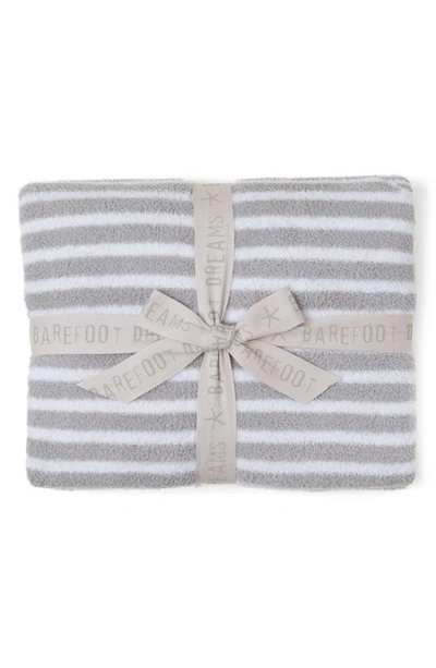 Barefoot Dreams Cozychic Split Stripes Blanket In Sea Salt/linen