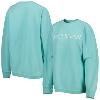 Pressbox Mint Michigan Wolverines Comfy Cord Bar Print Pullover Sweatshirt