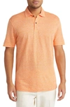 Hugo Boss Press Heathered Linen Piqué Polo In Medium Orange