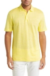 Hugo Boss Boss Press Heathered Linen Piqué Polo In Bright Yellow