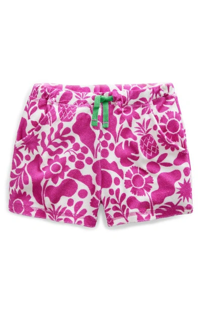Boden Kids' Floral Print Terry Shorts In Pink Holiday Floral