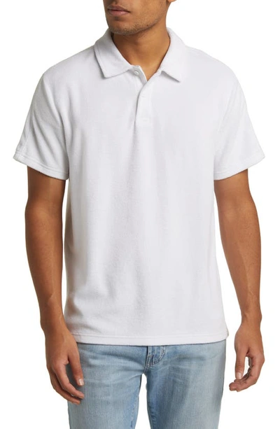 Fair Harbor Organic Cotton Blend Terry Polo Shirt In White