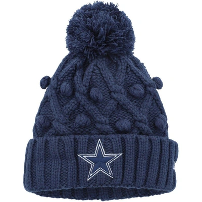 New Era Kids' Girls Youth  Navy Dallas Cowboys Toasty Cuffed Knit Hat With Pom