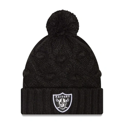 New Era Kids' Girls Youth  Black Las Vegas Raiders Toasty Cuffed Knit Hat With Pom