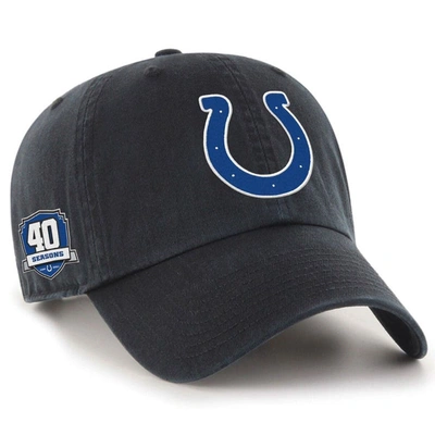 47 ' Black Indianapolis Colts 40th Anniversary Side Patch Clean Up Adjustable Hat