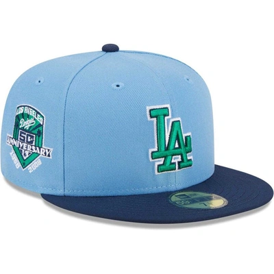 New Era Men's  Light Blue, Navy Los Angeles Dodgers Green Undervisor 59fifty Fitted Hat In Light Blue,navy