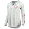 Pressbox Gray Alabama Crimson Tide Space Dye Lace-up V-neck Long Sleeve T-shirt In Ash