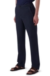 Bugatchi Button Front Linen Blend Pants In Navy