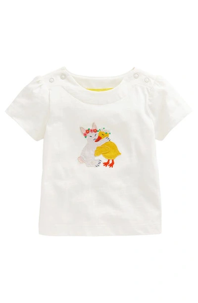 Mini Boden Babies' Appliqué Cotton Graphic Tee In Ivory Chick