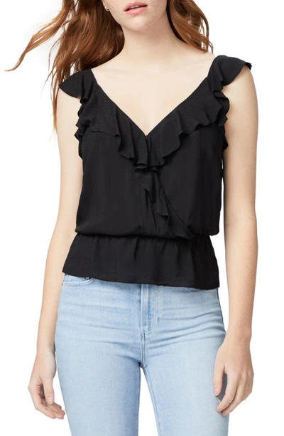 Paige Fenna Ruffle V-neck Top In Black