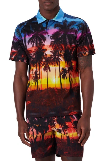 Bugatchi Digital Print Cotton Polo Shirt In Tangerine