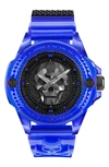 Philipp Plein Men's The $kull Blue Transparent Silicone Strap Watch 45mm In Multi