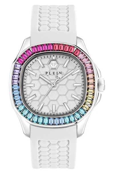 Philipp Plein Women's Spectre Lady White Silicone Strap Watch 38mm In Silver