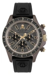 Philipp Plein Men's Chronograph Nobile Racing Black Silicone Strap Watch 43mm In Ip Brown
