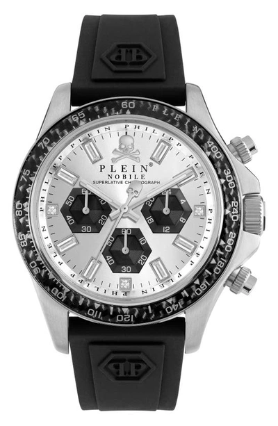 Philipp Plein Nobile Racing Silicone Strap Chronograph Watch, 43mm In Stainless Steel