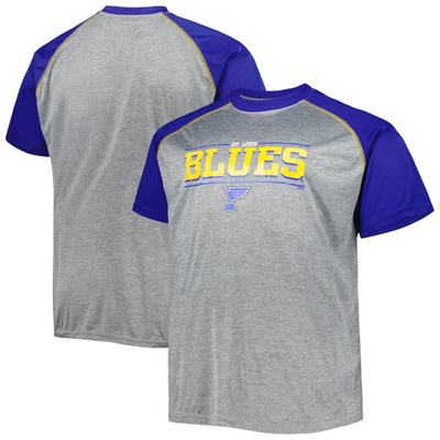 Profile Men's Heather Gray St. Louis Blues Big And Tall Logo Raglan T-shirt