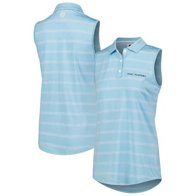 Footjoy Blue The Players Space Dye Stripe Sleeveless Polo