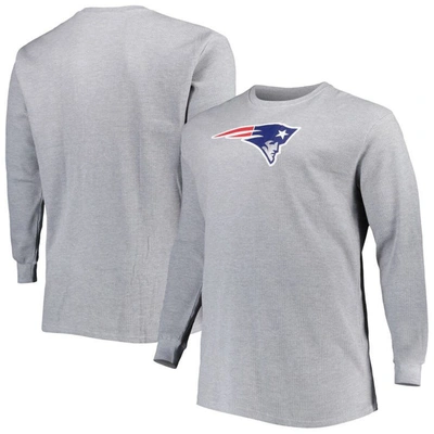 Profile Heather Gray New England Patriots Big & Tall Waffle-knit Thermal Long Sleeve T-shirt