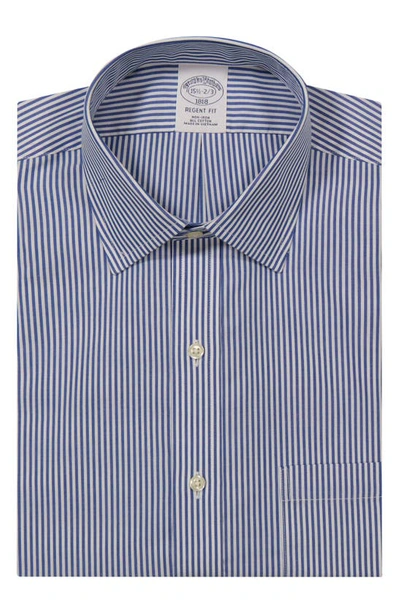 Brooks Brothers Candy Stripe Non-iron Regent Fit Dress Shirt In Stpblue