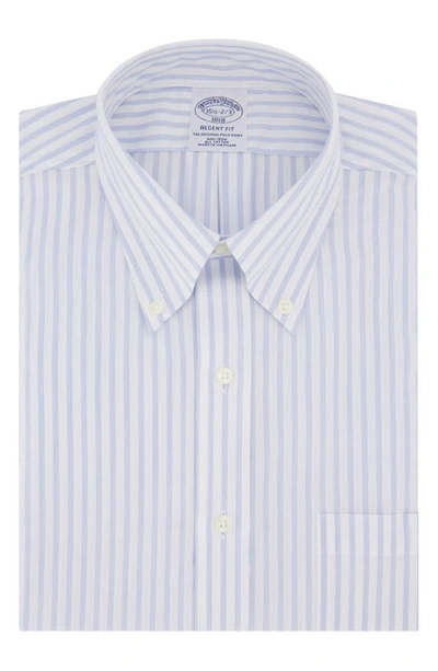 Brooks Brothers Non-iron Regent Fit Dress Shirt In Stpwhtltblue