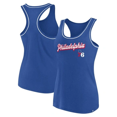 Fanatics Branded Royal Philadelphia 76ers Wordmark Logo Racerback Tank Top