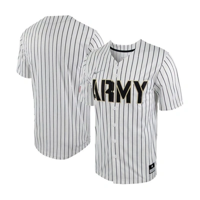 Nike White/black Army Black Knights Pinstripe Replica Full-button Baseball Jersey