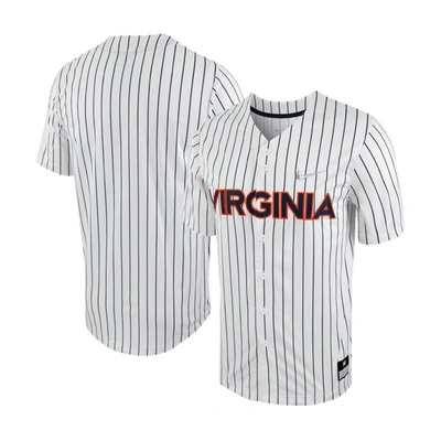 Nike White/navy Virginia Cavaliers Pinstripe Replica Full-button Baseball Jersey