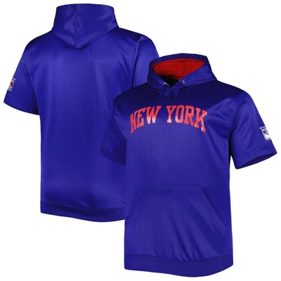 Profile Men's Royal New York Rangers Big And Tall Logo Short Sleeve Hoodie