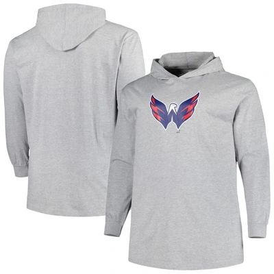 Profile Men's Heather Gray Washington Capitals Big And Tall Pullover Hoodie